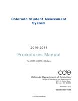 2010-2011 procedures manual for CSAP, CSAPA, CELApro