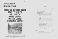 Flood plain information, Cache La Poudre River, Hewlett Gulch, Hill Gulch, Falls Gulch, Watha Gulch, Unnamed Gulch : Poudre Park, Larimer County, Colorado