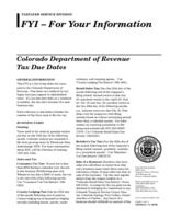 Colorado Department of Revenue tax due dates