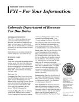 Colorado Department of Revenue tax due dates