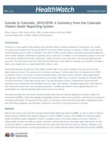 Suicide in Colorado, 2014-2018 : a summary from the Colorado Violent Death Reporting System