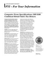 Computer form specifications: DR 0100 combined retail sales tax return