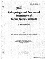 Hydrogeologic and geothermal investigation of Pagosa Springs, Colorado