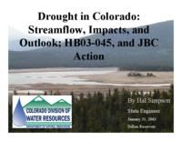 Drought in Colorado : streamflow, impacts, and outlook : HB03-045, and JBC action