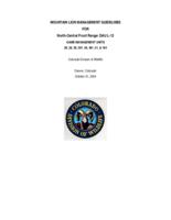 Mountain lion management guidelines for north-central Front Range DAU L-12 game management units 29, 38, 39, 391, 46, 461, 51, & 104 : Colorado Division of Wildlife