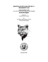 Mountain lion data analysis unit L-7 management plan, game management units 10, 11, 211, 12, 13, 131, 231, 21, 22, 23, 24, 30, 31, 32 and 33 northwest region : prepared for Colorado Division of Wildlife