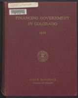 Financing government in Colorado : report of the Governor's Tax Study Group