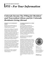 Colorado income tax filing for resident and nonresident aliens and for Colorado residents living abroad