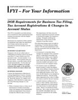 DOR requirements for business tax filing, tax account registrations & changes in account status