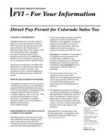 Direct pay permit for Colorado sales tax