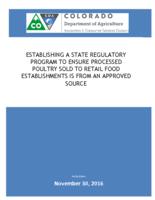 Establishing a state regulatory program to ensure processed poultry sold to retail food establishments is from an approved source