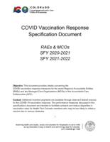 COVID vaccination response specification document, RAEs & MCOs, SFY 2020-2021, SFY2021-2022