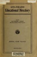 Colorado educational directory. 1922-23