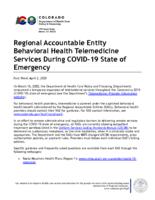Regional accountable entity behavioral health telemedicine services during the COVID-19 state of emergency