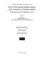 H.B.10-1352 savings analysis report. 2012