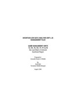 Mountain lion data analysis unit L-25 management plan, game management units 74, 741, 75, 751, 77, 771 & 78 San Juan Basin of Colorado, southwest region : prepared for Colorado Division of Wildlife