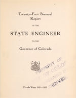 Biennial report of the State Engineer of the State of Colorado for the years 1921 - 1922