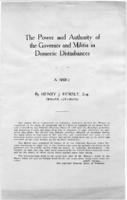 The power and authority of the governor and militia in domestic disturbances : a brief