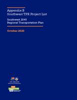 Southwest 2045 regional transportation plan. Appendix B, Project List