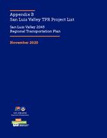 San Luis Valley 2045 regional transportation plan. Appendix B, Project List