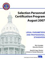 Selection personnel certification program, August 2007 : legal parameters and professional standards