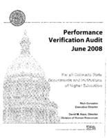 Performance verification audit : for all Colorado state departments and institutions of higher education