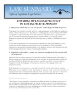 The role of legislative staff in the initiative process