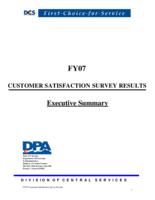 FY07 customer satisfaction survey results. Executive summary