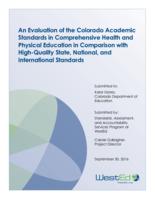 An evaluation of the Colorado academic standards in comprehensive health and physical education in comparison with high-quality state, national, and international standards