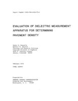 Evaluation of dielectric measurement apparatus for determining pavement density