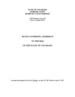 Rules governing admission to the bar of the state of Colorado