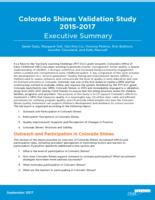 Colorado Shines validation study, 2015-2017. Executive Summary