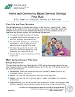 Home and community based services settings final rule : a fact sheet for individuals, families, and advocates