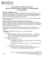 Income chart and premium guide for Health First Colorado buy-in program for working adults with disabilities