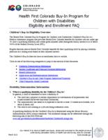 Health First Colorado buy-in program for children with disabilities eligibility and enrollment FAQ