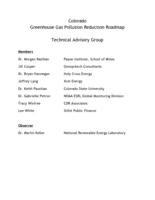 Colorado greenhouse gas pollution reduction roadmap. List of members of the Technical Advisory Group