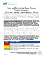 Home and community based services provider scorecard. Community mental health supports waiver