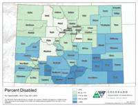 American community survey maps, 2016. Percent disabled