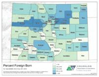 American community survey maps, 2016. Percent foreign born