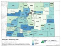 American community survey maps, 2016. Percent not insured