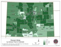 Census maps, 2012. Percent white by census tract in Colorado