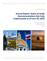 Annual report, status of audit recommendations not fully implemented as of June 30, 2022 : informational report