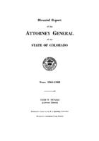 Biennial report of the Attorney General of the State of Colorado for the years 1961/62