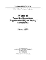 Executive department supplemental figure setting comebacks. FY2008/09