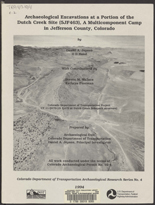 Archaeological excavations at a portion of the Dutch Creek site (5JF463) : a multicomponent camp in Jefferson County Colorado