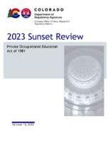 2023 sunset review, Private occupational education act of 1981