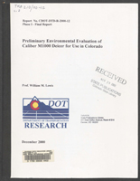 Preliminary environmental evaluation of Caliber M1000 deicer for use in Colorado