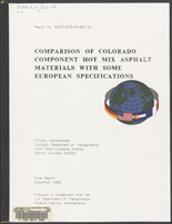 Comparison of Colorado component hot mix asphalt materials with some European specifications