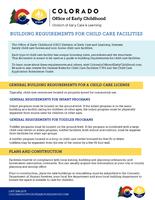 Building requirements for child care facilities