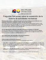 Servicios de manutención infantil. Preguntas frecuentes sobre la suspensión de la licencia de actividades recreativas